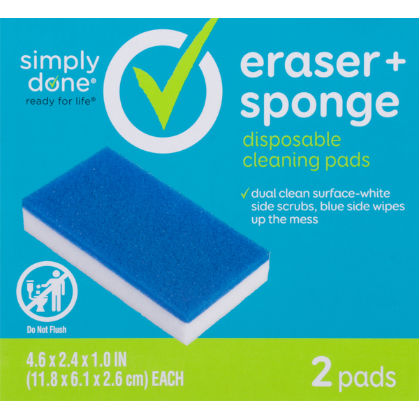 Cleaning Products Simply Done Cleaning Pads, Disposable, Eraser + Sponge hero