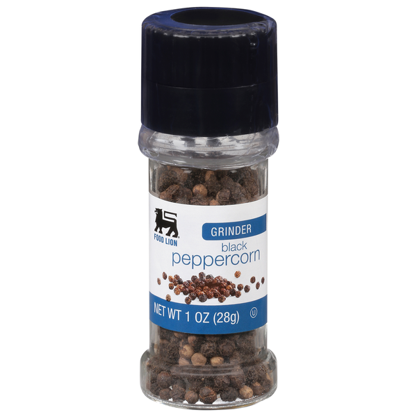 Spices & Seasonings Food Lion Peppercorn, Black, Grinder hero