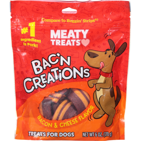 Dog Food & Care Meaty Treats Treats for Dogs, Bacon & Cheese hero