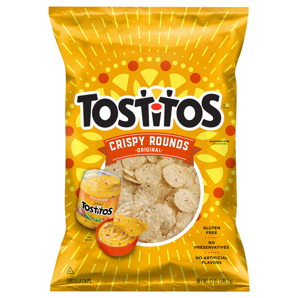 Chips & Pretzels Tostitos Tortilla Chips, Crispy Rounds, Original hero