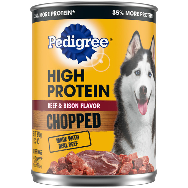 Pedigree High Protein Adult Canned Wet Dog Food Chopped Beef and Bison hero