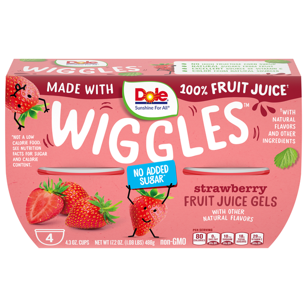 Doughs, Gelatins & Bake Mixes Dole Wiggles Fruit Juice Gels, Strawberry hero