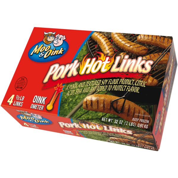 Frozen Meat & Seafood Moo & Oink Pork Hot Sausage Links hero