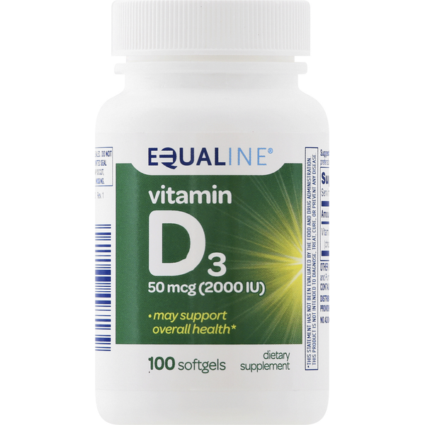 Vitamins & Supplements Equaline Vitamin D3, 50 mcg, Softgels hero