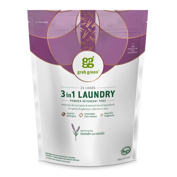 Laundry Grab Green 3-in-1 Laundry Detergent Pods, Lavender with Vanilla, HE Friendly hero