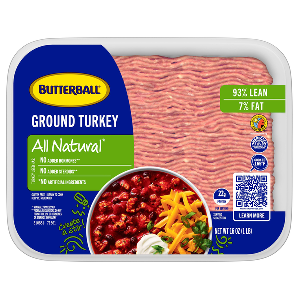 Packaged Poultry Butterball Turkey, Ground, 93%/7% hero