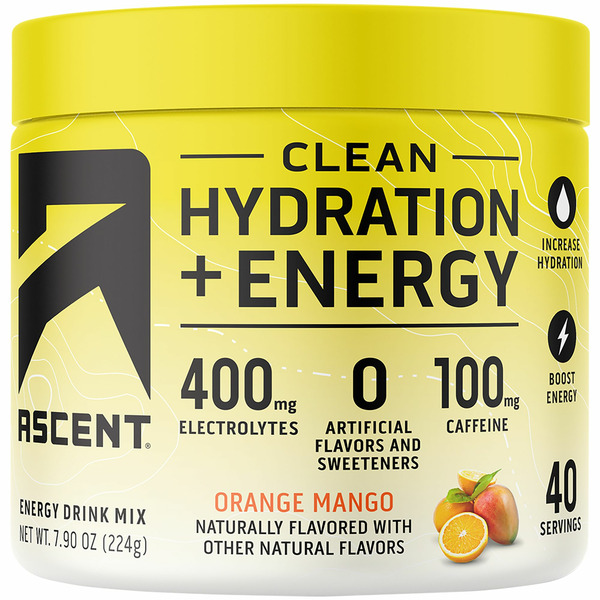 Ascent Hydration + Energy, Orng Mango hero