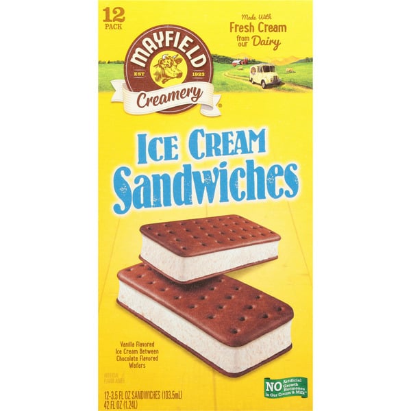 Ice Cream & Ice Mayfield Dairy Farms Vanilla Ice Cream Sandwiches with Chocolate Wafers hero