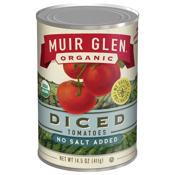 Canned & Jarred Vegetables Muir Glen Tomatoes, No Salt Added, Diced hero