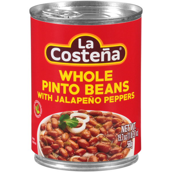 La Costeña Pinto Beans, Whole, with Jalapeno Peppers, Can hero