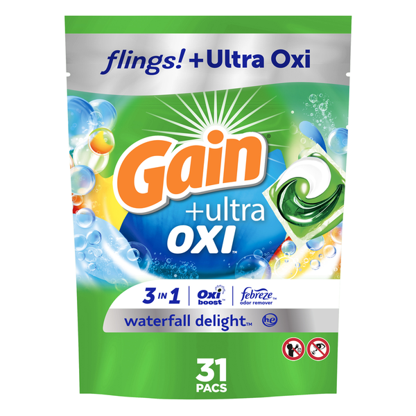 Laundry Gain Ultra Oxi Laundry Detergent Pacs 31 Ct Waterfall Delight hero