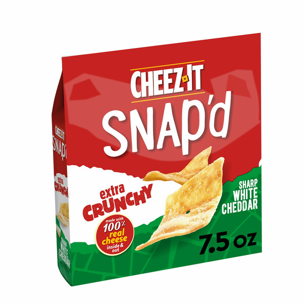 Candy & Chocolate Cheez-It Snap'd Cheese Cracker Chips, Thin Crisps, Extra Crunchy, Sharp White Cheddar hero