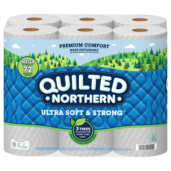 Paper Goods Quilted Northern Bathroom Tissue, Unscented, Mega Rolls, 2-Ply hero