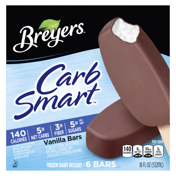 Ice Cream, Novelties & Ice Breyers Carb Smart Frozen Dairy Dessert Vanilla Bars hero