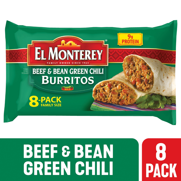 Frozen Appetizers & Sides El Monterey Beef & Bean Green Chili Burritos hero