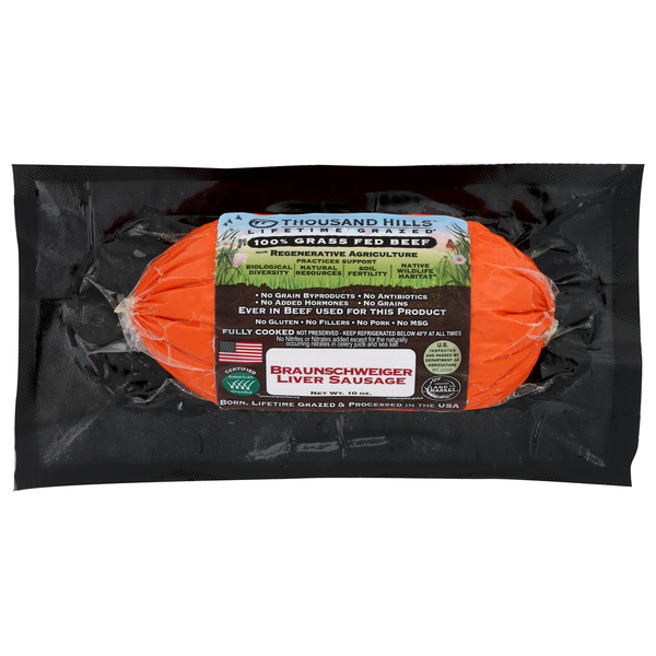 Meat Thousand Hills Lifetime Grazed Braunschweiger Liver Sausage (8 Units @ 10 Oz) hero