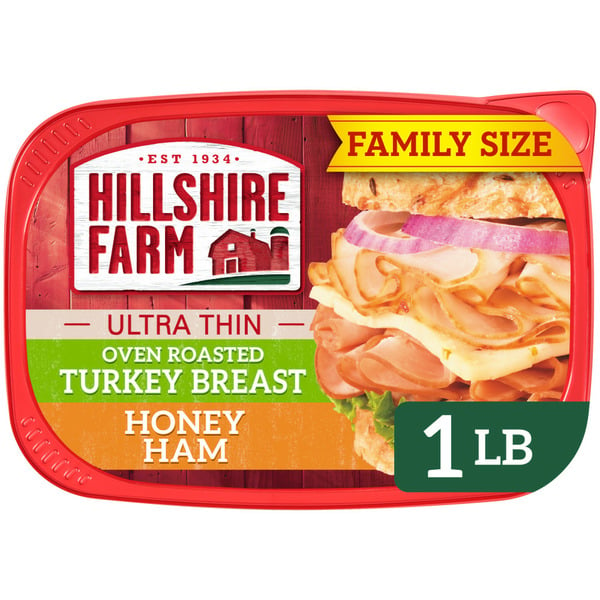 Packaged Lunch Meat Hillshire Farm Ultra Thin Sliced Lunchmeat, Turkey Breast & Ham hero