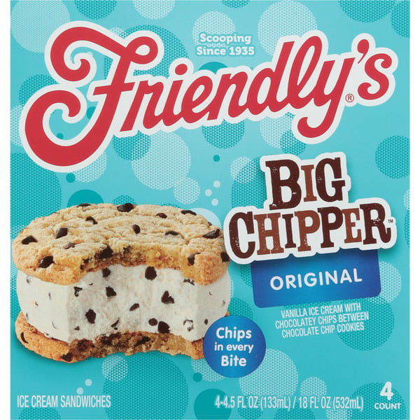 Ice Cream & Ice Big Chipper Ice Cream Sandwiches Original 4.5 Fluid Ounce 4 Pack hero