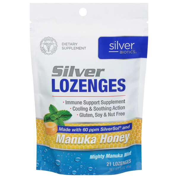 Vitamins & Supplements Silver Biotics Lozenges, Mighty Manuka Mint hero