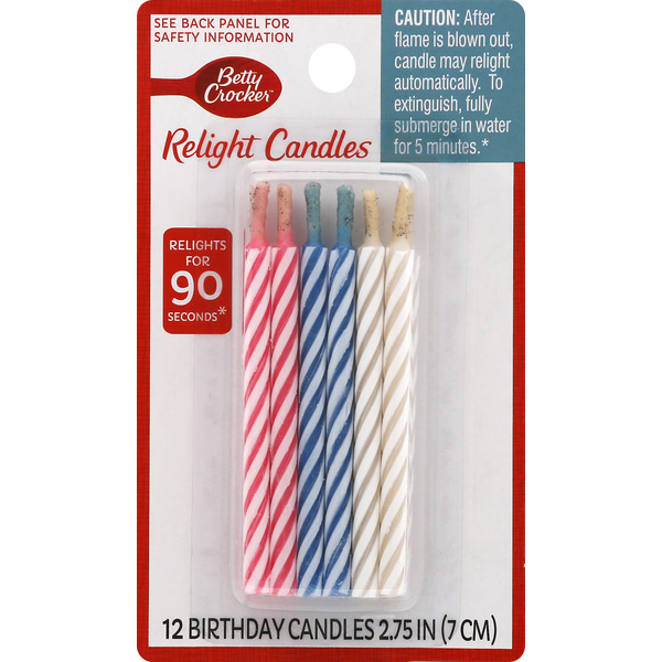 Baking Supplies & Decor Betty Crocker Birthday Candles, Relight, 2.75 Inch hero