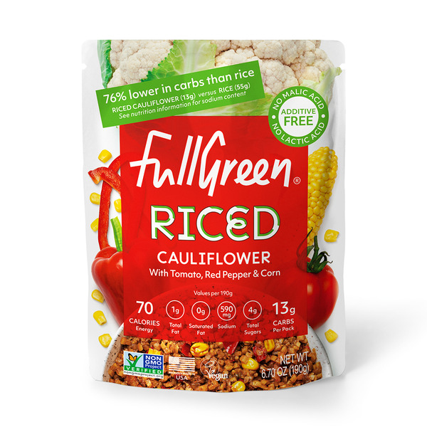 Fullgreen Shelf-stable Riced Cauliflower with Tomato, Red Pepper & Corn hero