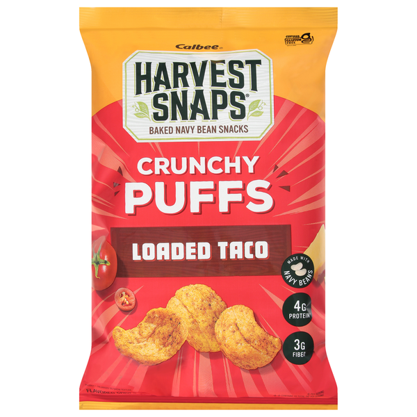 Harvest Snaps Crisps, Loaded Taco, Crunchy Puffs hero