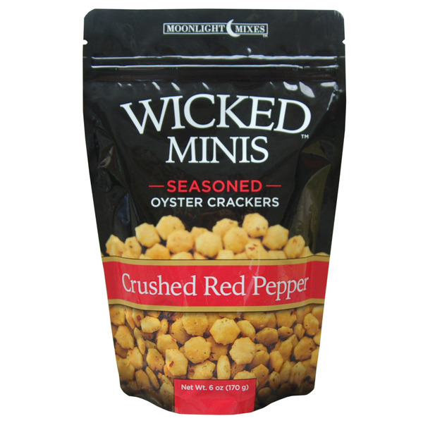 Crackers Moonlight Mixes LLC Wicked Mix Wicked Minis, Seasoned Oyster Crackers, Crushed Red Pepper hero