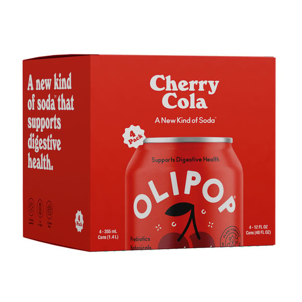 Refrigerated OLIPOP Prebiotic Soda, Cherry Cola hero