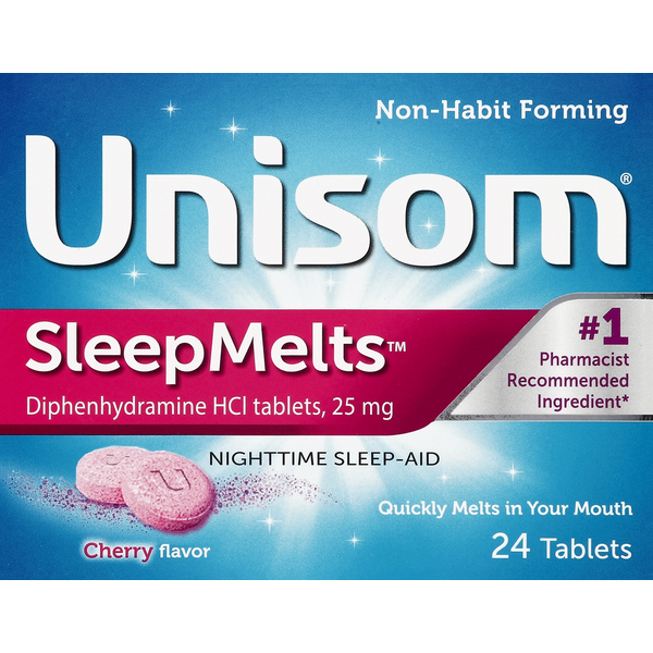 Stress & Sleep Aids Unisom Nighttime Sleep-Aid, 25 mg, Tablets, Cherry Flavor hero