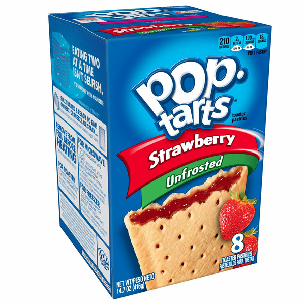 Breakfast Bars & Pastries Pop-Tarts Toaster Pastries, Breakfast Foods, No Frosting, Unfrosted Strawberry hero