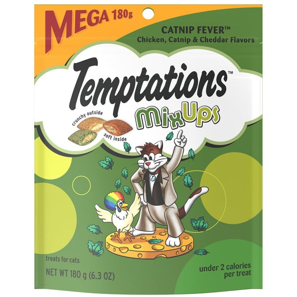 Cat Treats TEMPTATIONS MixUps Crunchy and Soft Cat Treats Catnip Fever Flavor hero