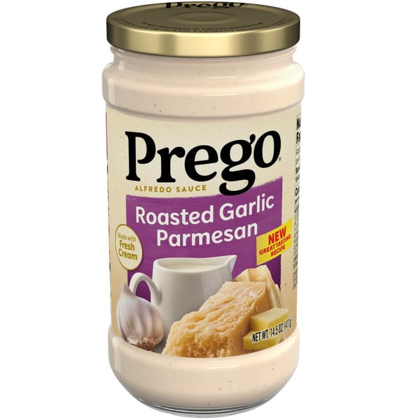 Pasta Sauce Prego Alfredo Pasta Sauce with Roasted Garlic and Parmesan Cheese hero