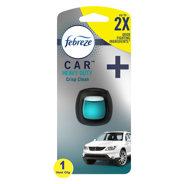 Air Fresheners & Candles Febreze Odor-Eliminating Car, Heavy Duty Air Freshener Vent Clip, Crisp Clean hero