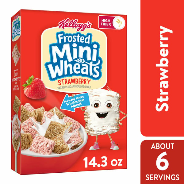 Cereal Frosted Mini-Wheats Breakfast Cereal, Fiber Cereal, Kids Snacks, Strawberry hero