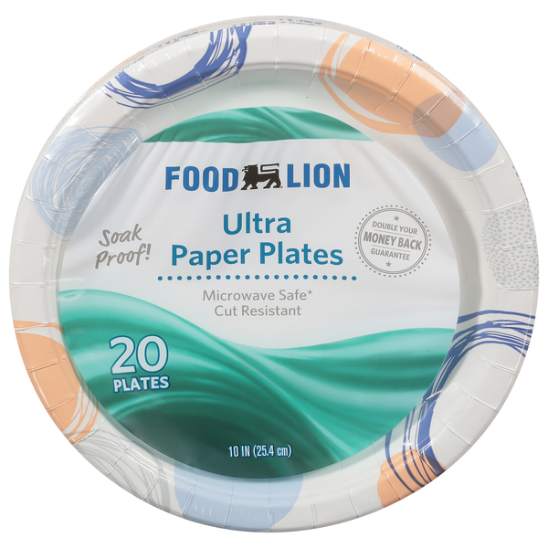 Plates, Bowls, Cups & Flatware Food Lion Paper Plates, Ultra, 10.06 Inch hero