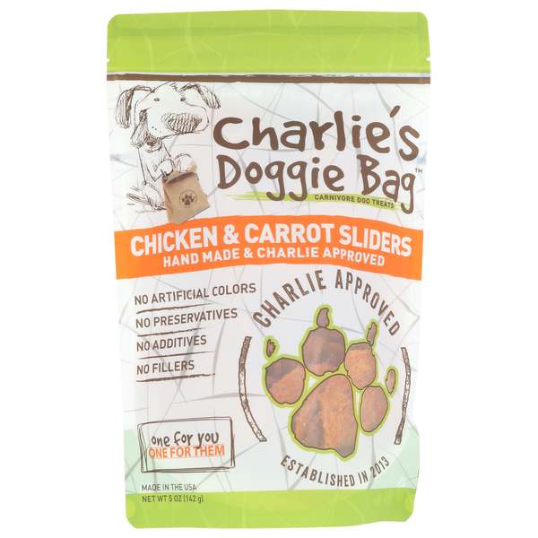 Popcorn & Jerky Charlie's Doggie Bag Chicken & Carrot Sliders hero