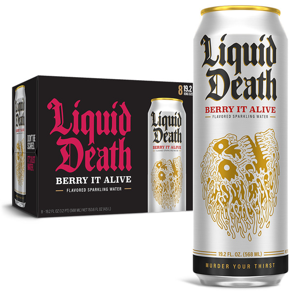 Water, Seltzer & Sparkling Water Liquid Death Sparkling Water, Berry it Alive hero