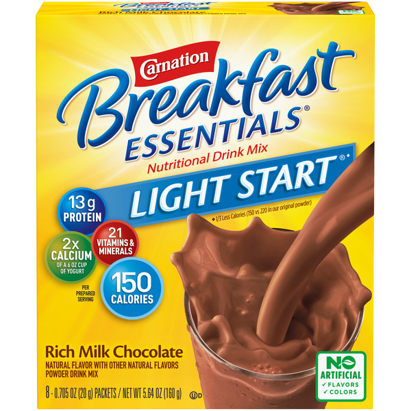 Breakfast Bars & Pastries Carnation Breakfast Essentials Nutritional Powder Drink Mix, Rich Milk Chocolate, Light Start hero