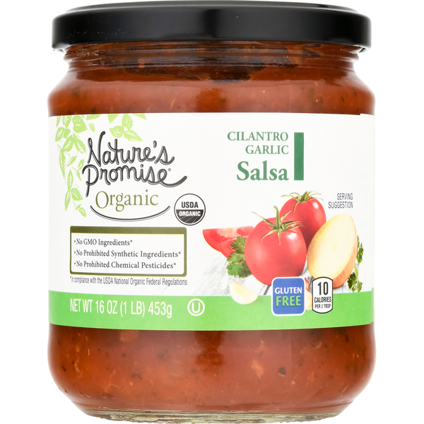 Mexican/Hispanic/Latino Foods Nature's Promise Salsa, Organic, Cilantro Garlic hero