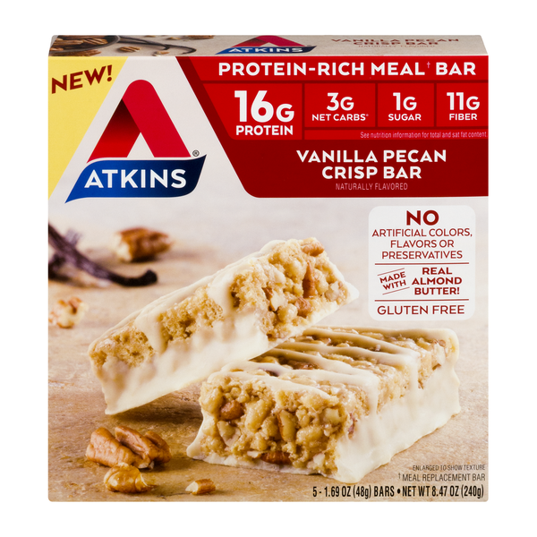 Energy & Granola Bars Atkins Vanilla Pecan Crisp Meal Replacement Bars hero