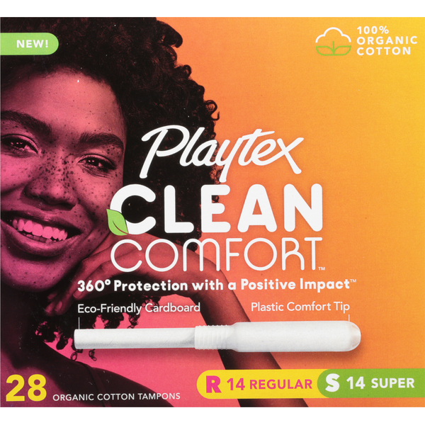 Feminine Care Playtex Tampons, Organic Cotton, Regular/Super hero