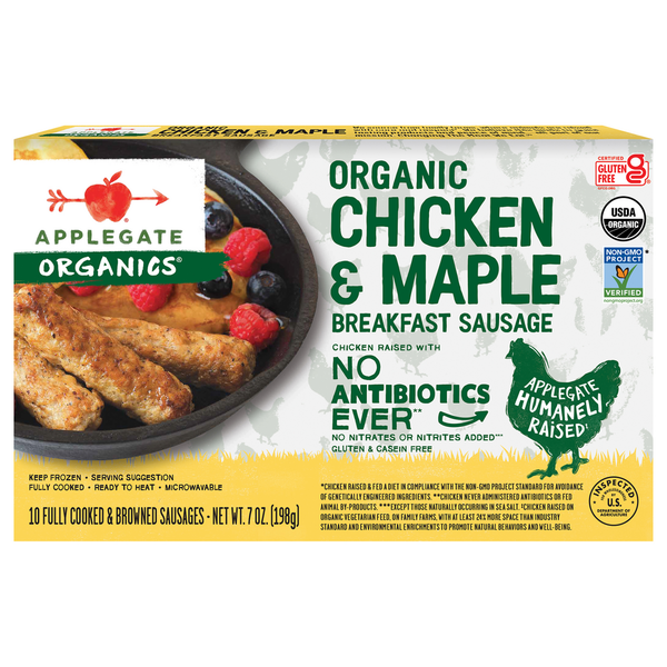 Frozen Meat & Seafood Applegate Organic Chicken & Maple Breakfast Sausage (Frozen) hero