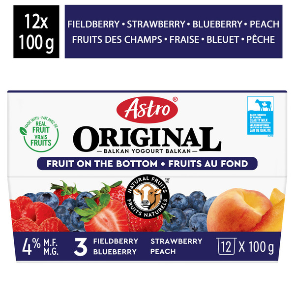 Yogurt Astro Original Fruit On The Bottom Yogurt Peach, Strawberry, Blueberry, Fieldberry 4% hero