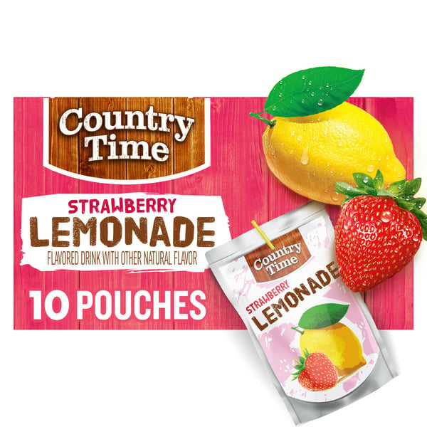 Multipack & Aseptic Juice Country Time Strawberry Lemonade Ready to Drink Flavored Drink Pouches hero