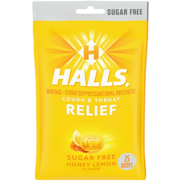 Cold, Flu & Allergy Halls Relief Honey Lemon Sugar Free Cough hero