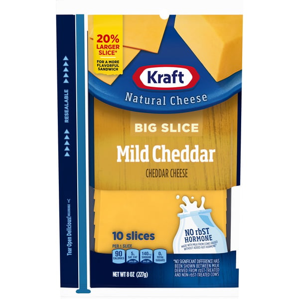 Packaged Cheese Kraft Big Slice Mild Cheddar Cheese Slices, 10 ct Pack hero