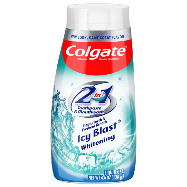 Oral Hygiene Colgate 2-in-1 Whitening Toothpaste Gel and Mouthwash, Icy Blast hero