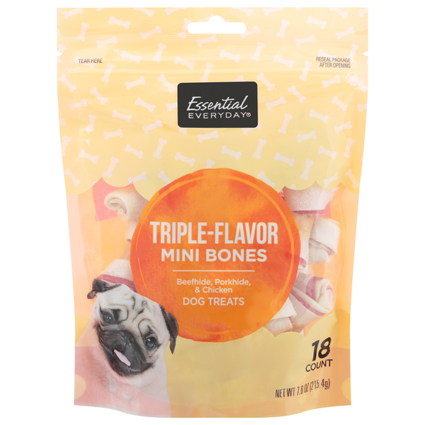 Dog Food & Care Essential Everyday Dog Treats, Triple-Flavor, Mini Bones hero