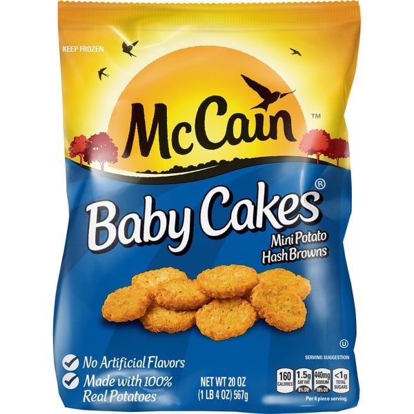 Frozen Appetizers & Sides McCain Hash Browns, Baby Cakes, Mini hero