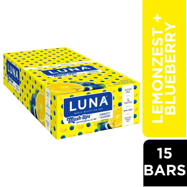 Energy & Granola Bars Luna Mash-Ups Lemonzest + Blueberry Whole Nutrition Bars hero